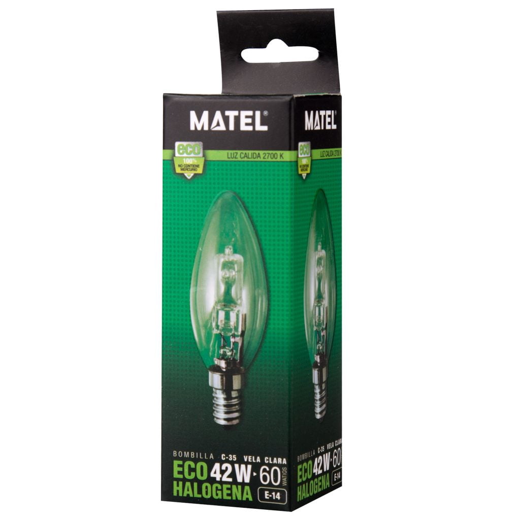 BOMBILLA ECO HALÓGENA MATEL VELA CLARA E14 42W - Imagen 2