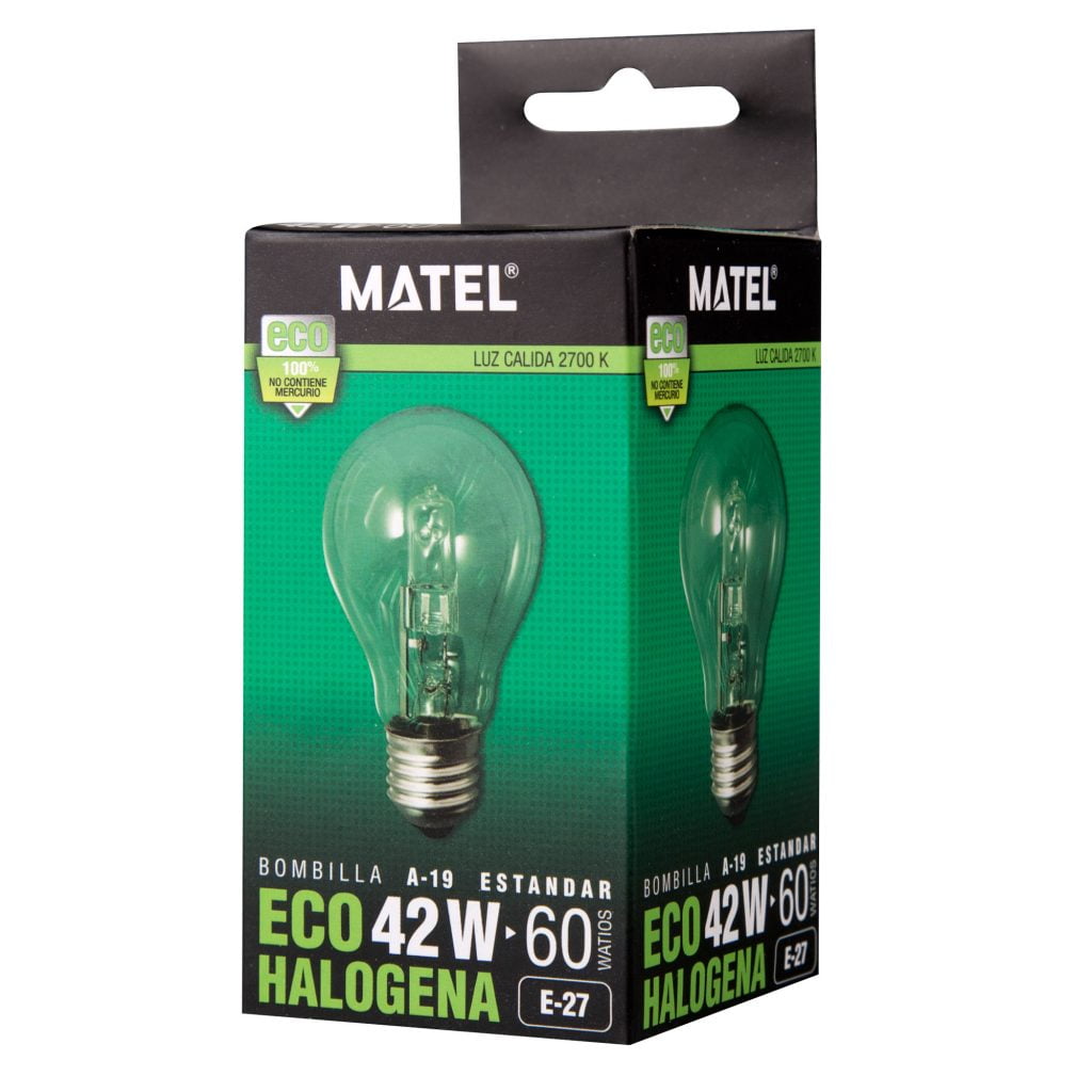 BOMBILLA ECO HALÓGENA MATEL ESTÁNDAR CLARA E27 70W en caja
