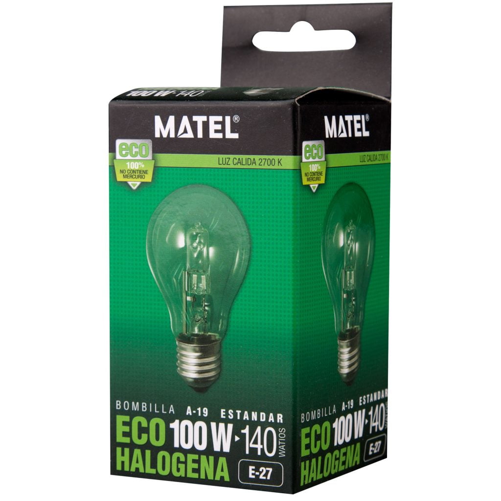 BOMBILLA ECO HALÓGENA MATEL ESTÁNDAR CLARA E27 100W - Imagen 2