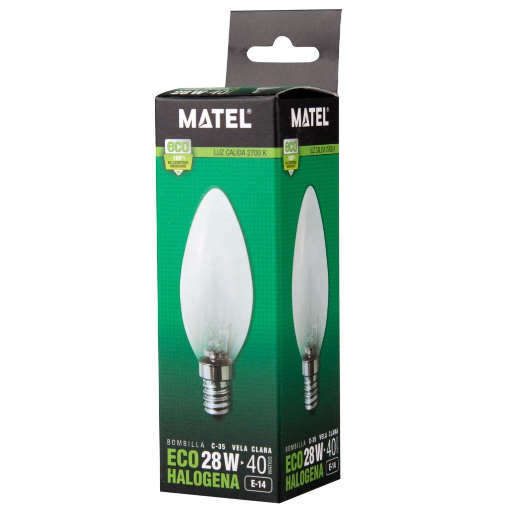 BOMBILLA ECO HALÓGENA MATEL VELA MATE E14 28W - Imagen 2