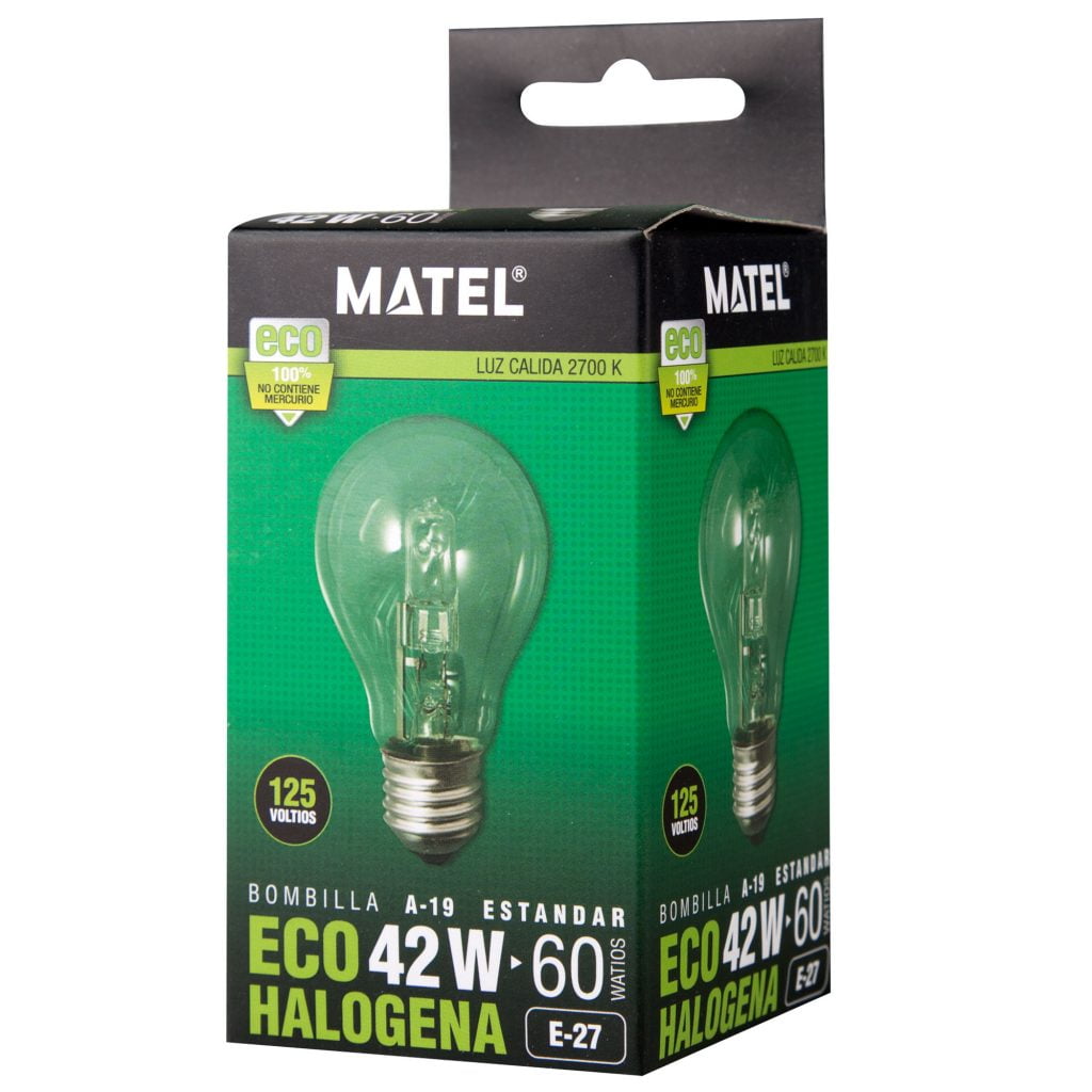 BOMBILLA ECO HALÓGENA MATEL ESTÁNDAR E27 125V 42W - Imagen 2