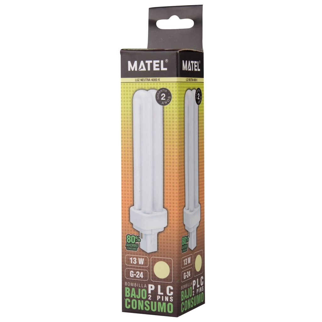 BOMBILLA BAJO CONSUMO MATEL PLC 2PINS G24 13W NEUTRA en caja
