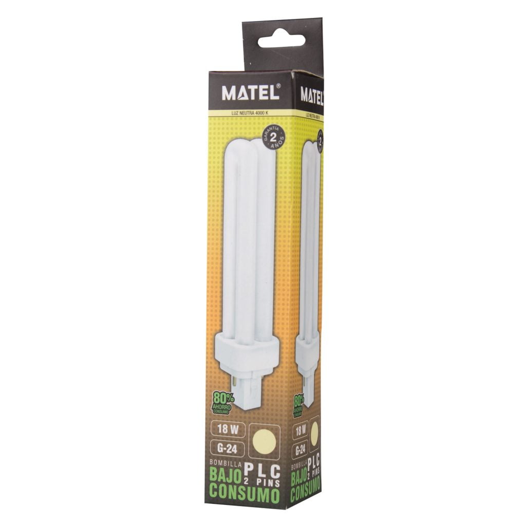 BOMBILLA BAJO CONSUMO MATEL PLC 2PINS G24 18W NEUTRA en caja