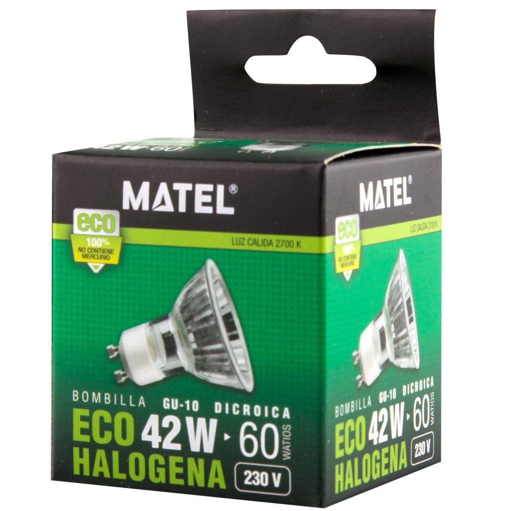 BOMBILLA ECO HALÓGENA MATEL DICROICA GU10 42W - Imagen 2