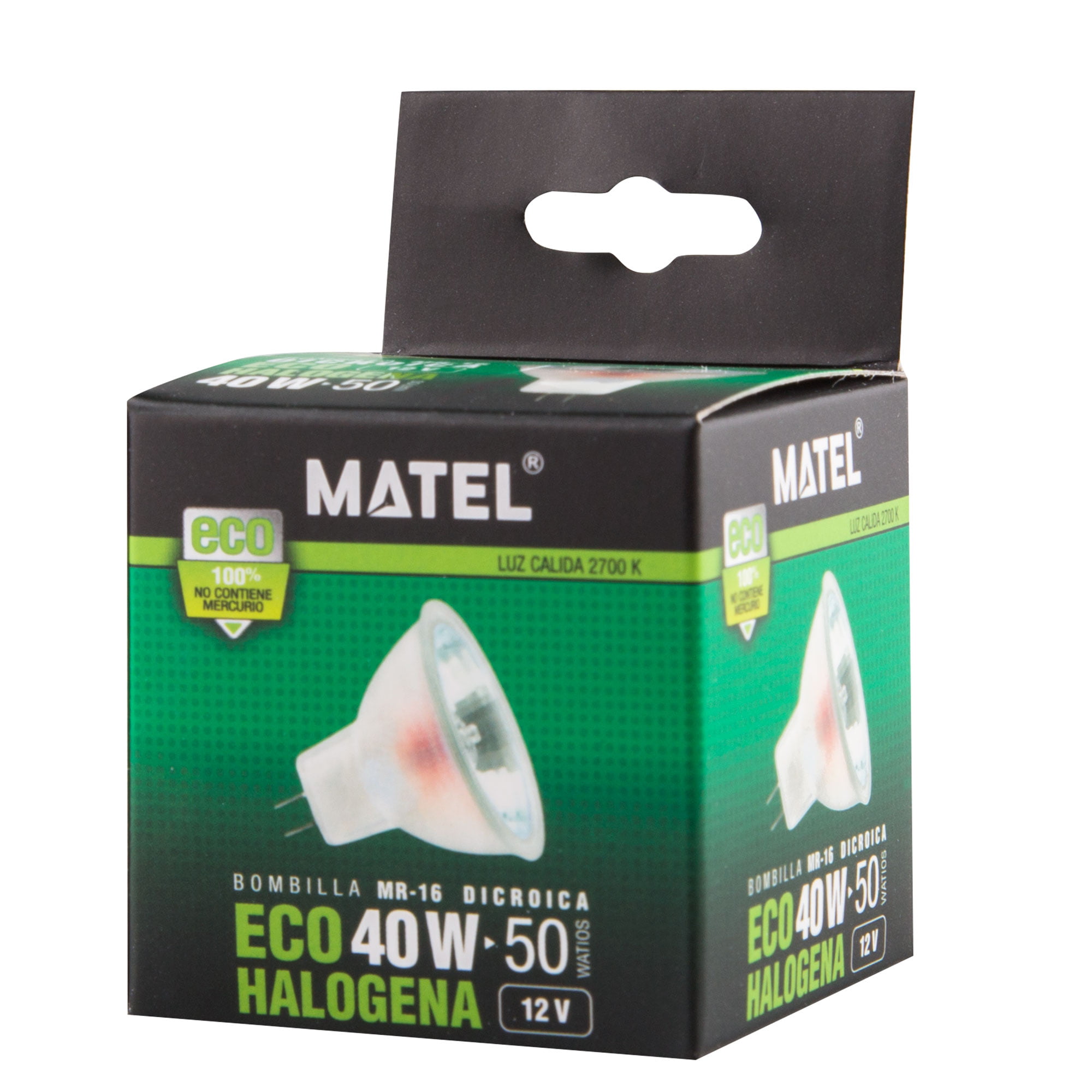 BOMBILLA ECO HALÓGENA MATEL DICROICA MR16 40W en caja