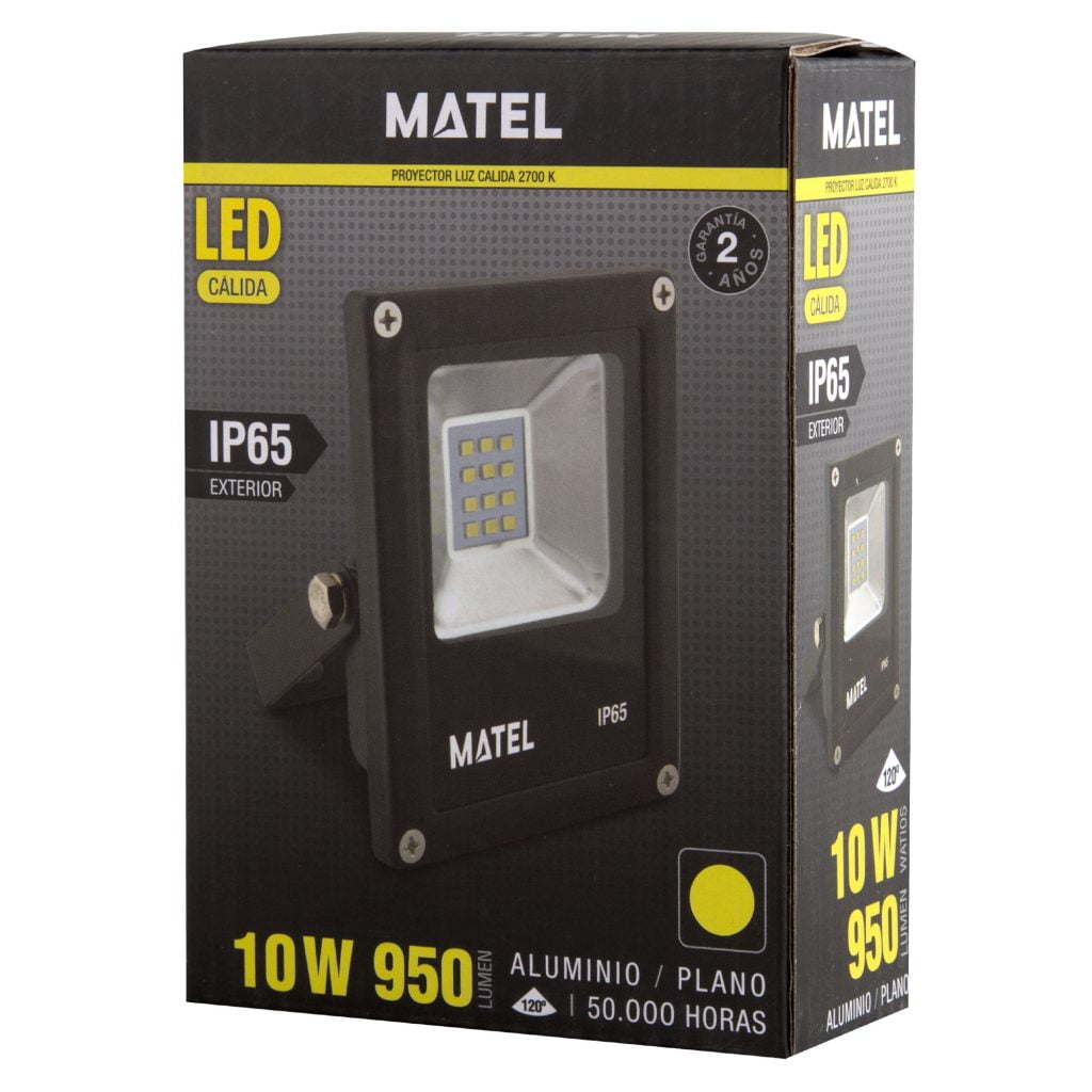 PROYECTOR LED MATEL NEGRO IP65 10W CÁLIDA - Imagen 2