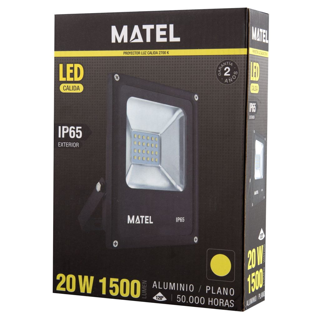 PROYECTOR LED MATEL NEGRO IP65 20W CÁLIDA - Imagen 2