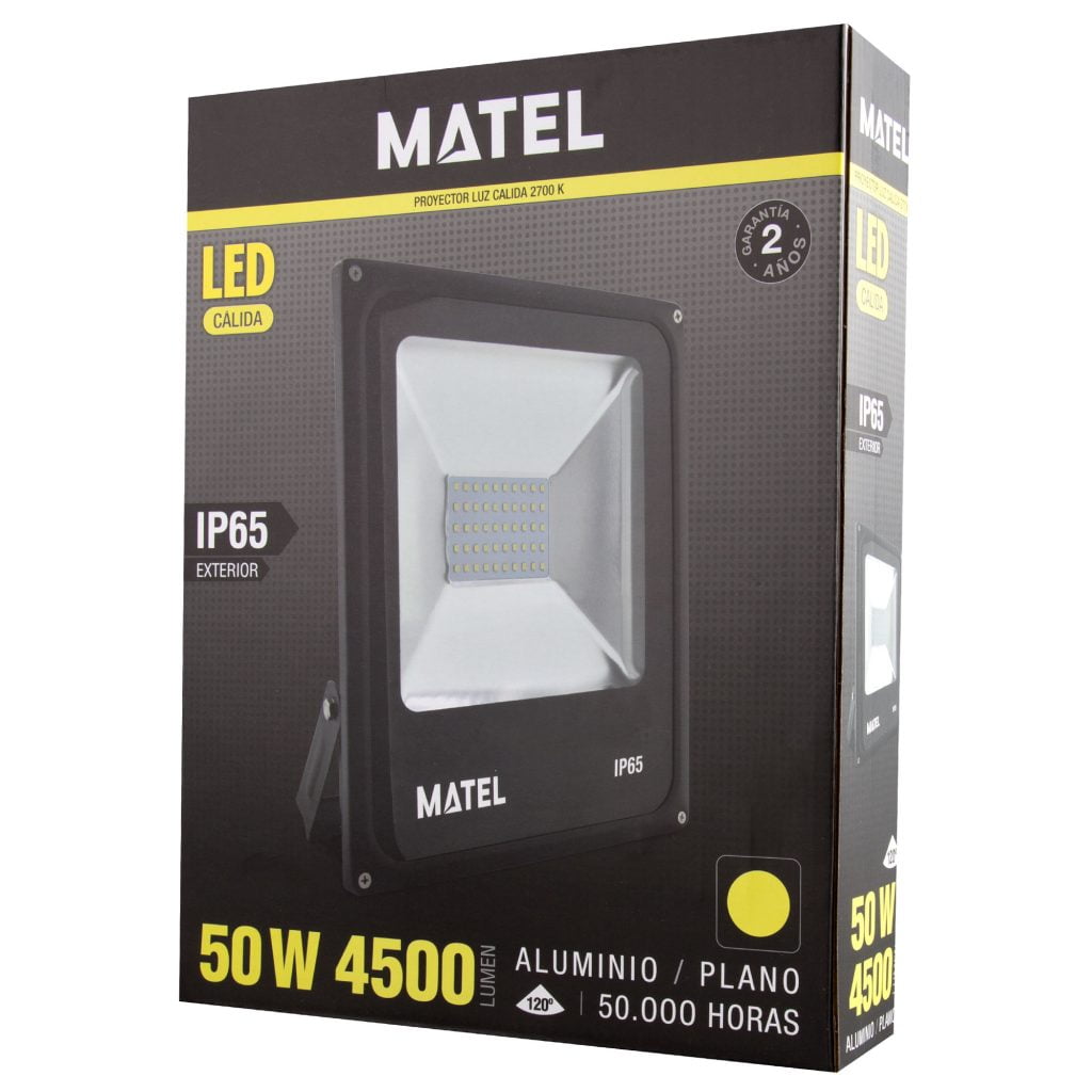 PROYECTOR LED MATEL NEGRO IP65 50W CÁLIDA - Imagen 2