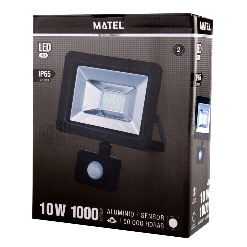 PROYECTOR LED MATEL SENSOR NEGRO IP65 10W FRÍA - Imagen 2