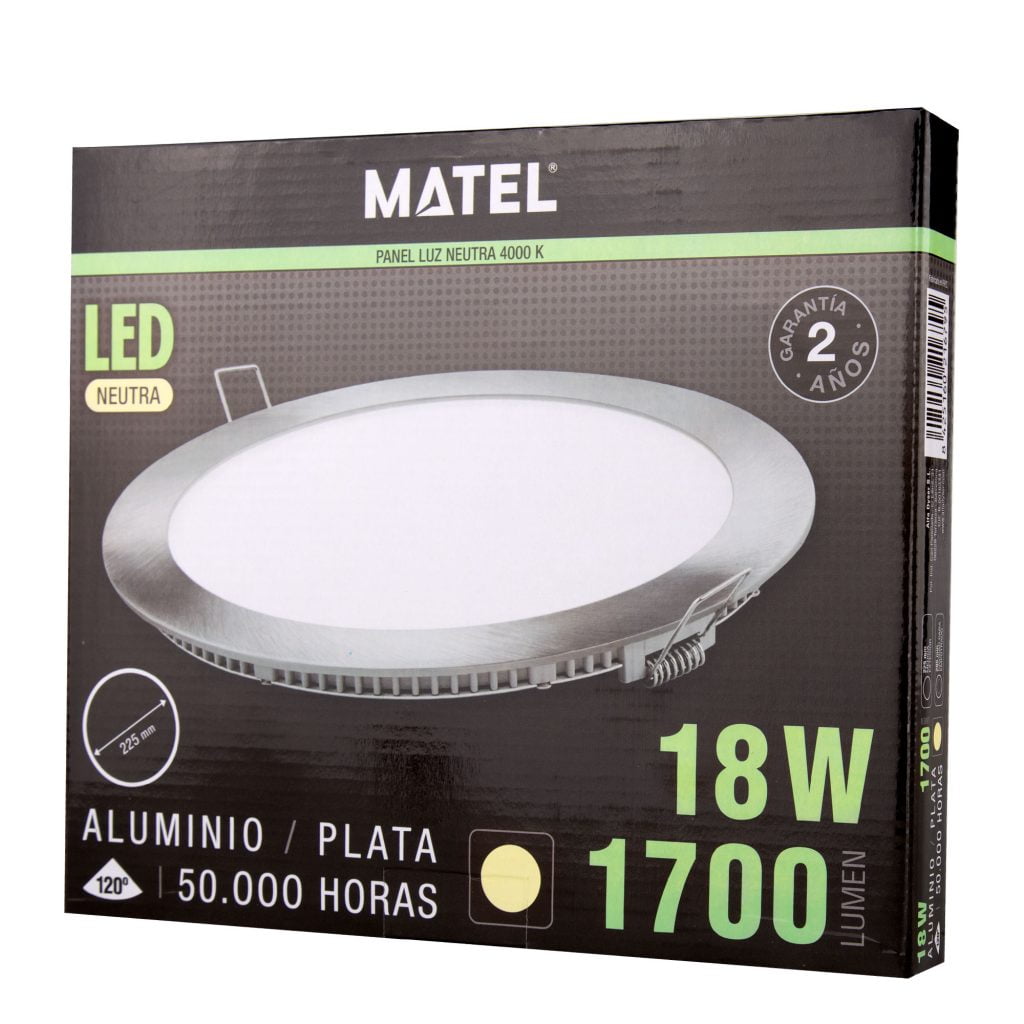 DOWNLIGHT LED MATEL REDONDO PLATA 18W NEUTRA - Imagen 2