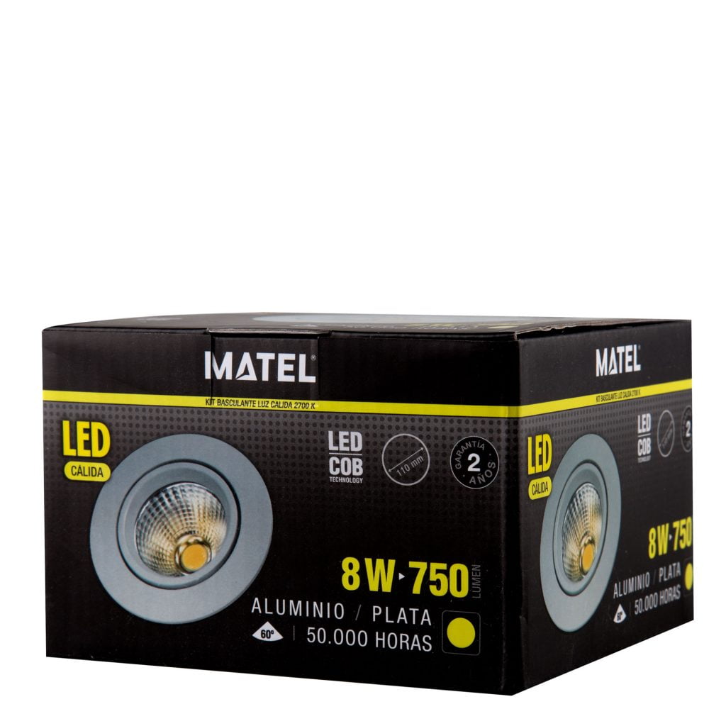 ARO LED MATEL BASCULANTE REDONDO PLATA 8W CÁLIDA - Imagen 2