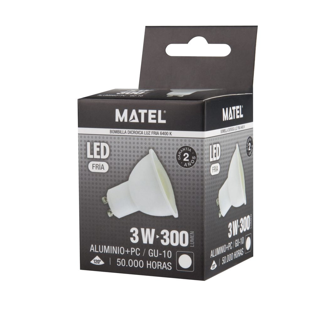 BOMBILLA LED MATEL DICROICA GU10 3W FRÍA - Imagen 2