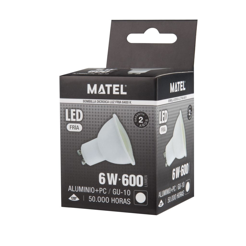 BOMBILLA LED MATEL DICROICA GU10 6W FRÍA - Imagen 2