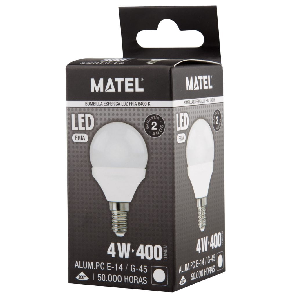 BOMBILLA LED MATEL ESFÉRICA E14 4W FRÍA - Imagen 2