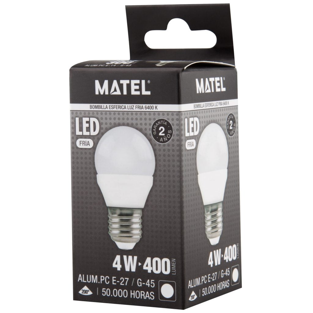 BOMBILLA LED MATEL ESFÉRICA E27 4W FRÍA - Imagen 2