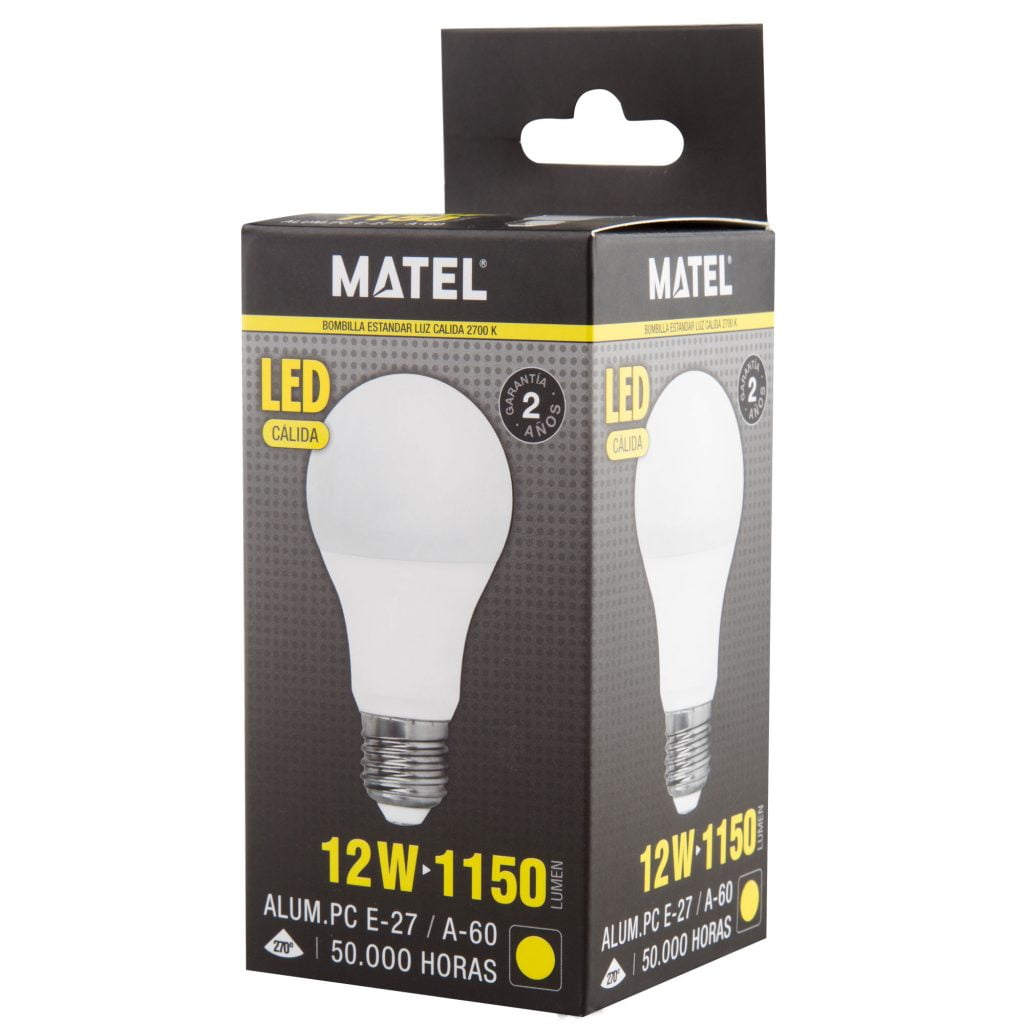 BOMBILLA LED MATEL ESTÁNDAR E27 12W CÁLIDA - Imagen 2