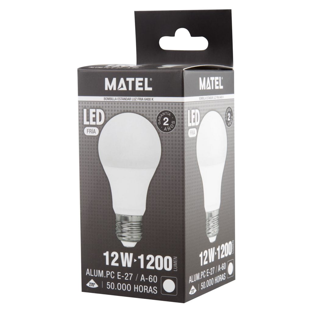 BOMBILLA LED MATEL ESTÁNDAR E27 12W FRÍA - Imagen 2