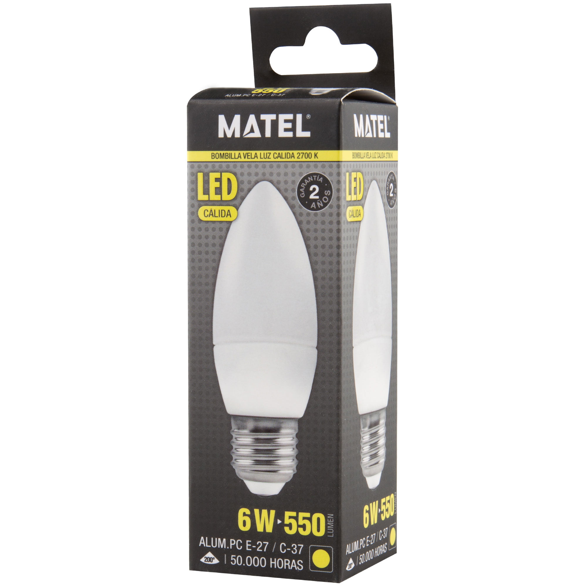 BOMBILLA LED MATEL VELA E27 6W CÁLIDA - Imagen 2