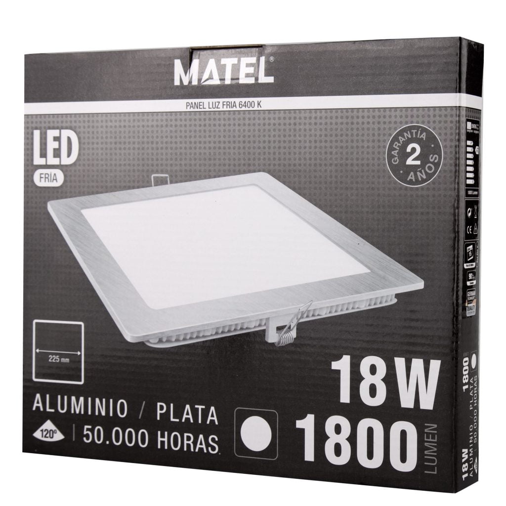 DOWNLIGHT LED MATEL CUADRADO PLATA 18W FRÍA - Imagen 2