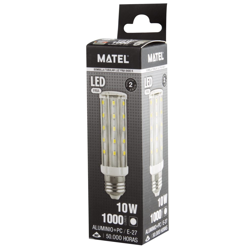 BOMBILLA LED MATEL TUBULAR E27 10W FRÍA - Imagen 2