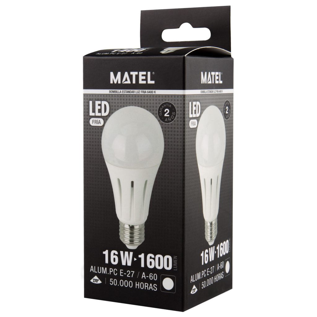 BOMBILLA LED MATEL ESTÁNDAR E27 ALUMINIO 16W FRÍA - Imagen 2