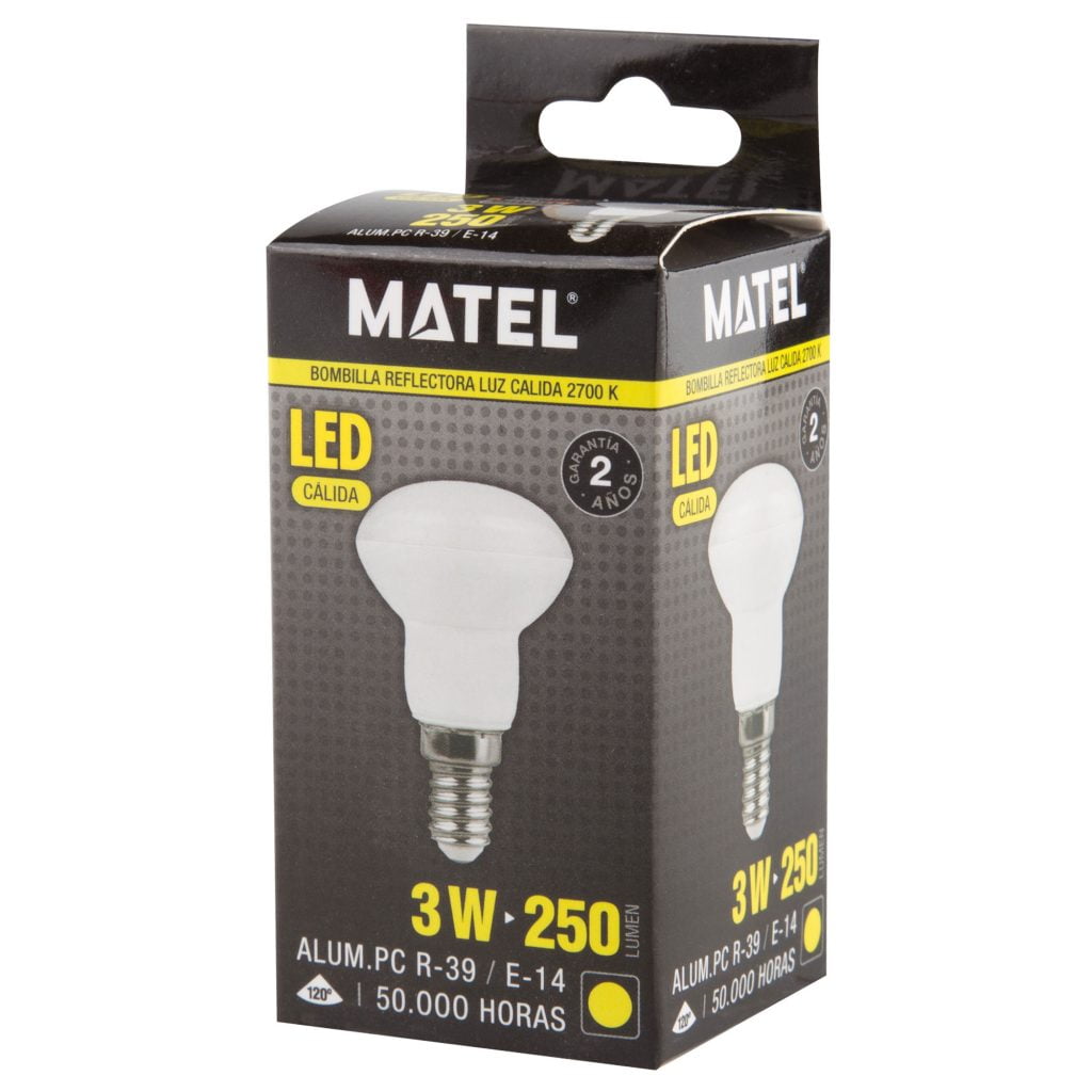 BOMBILLA LED MATEL REFLECTORA E14 R39 3W CÁLIDA - Imagen 2