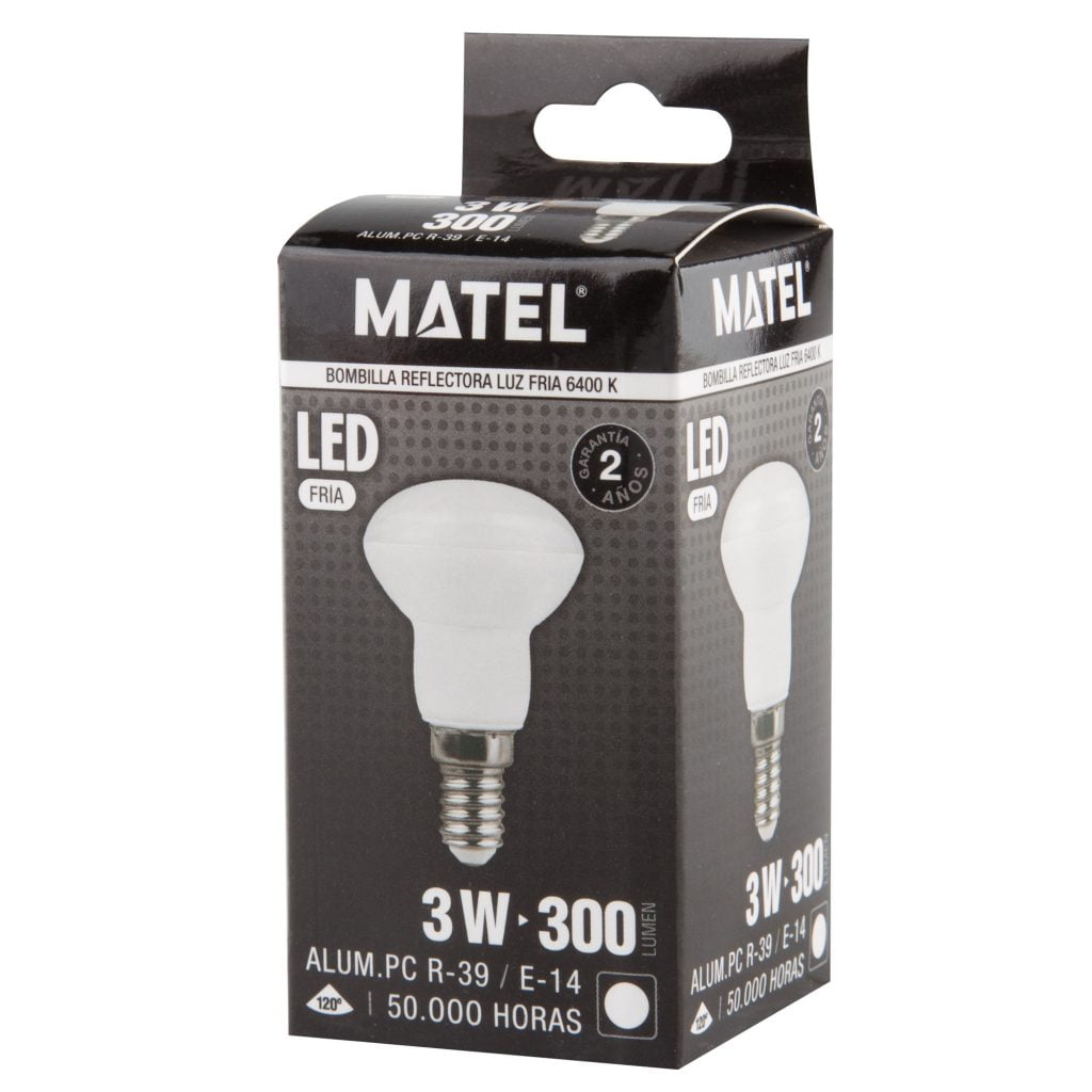 BOMBILLA LED MATEL REFLECTORA E14 R39 3W FRÍA - Imagen 2