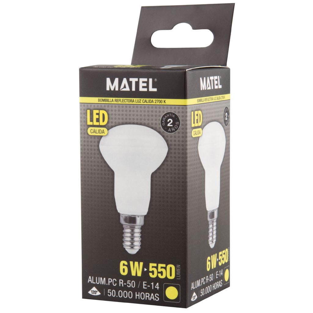 BOMBILLA LED MATEL REFLECTORA E14 R50 6W CÁLIDA - Imagen 2