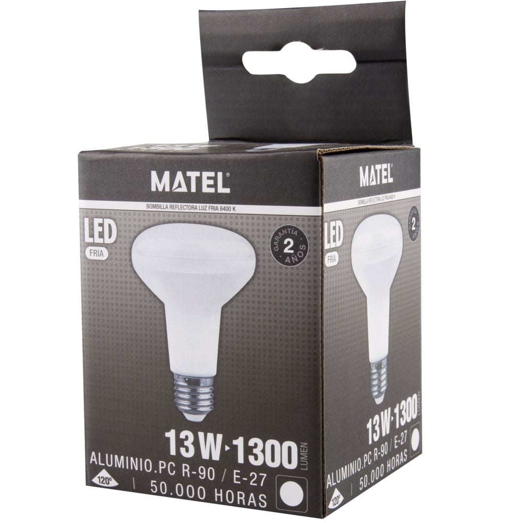 BOMBILLA LED MATEL REFLECTORA E27 R90 13W FRÍA en caja