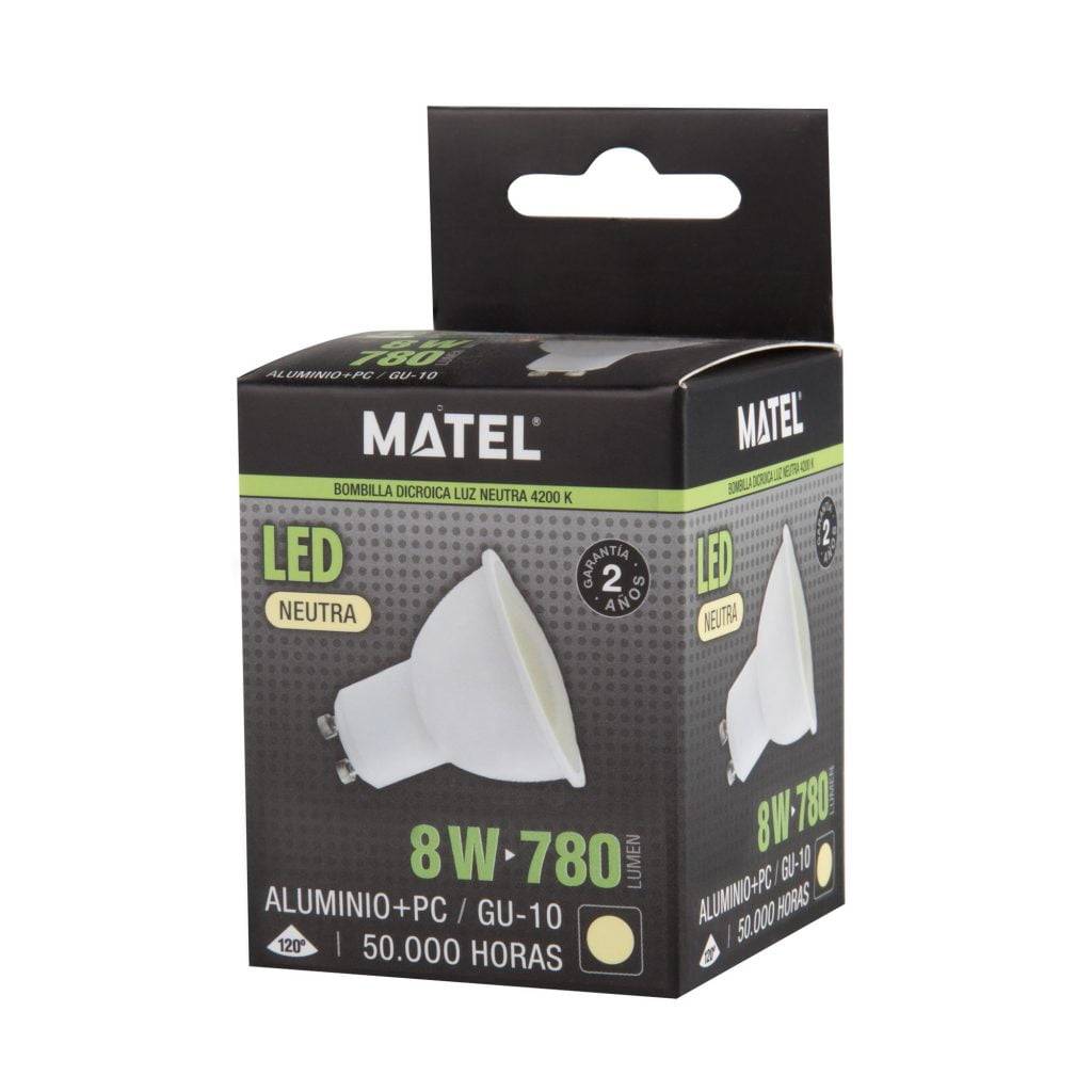 BOMBILLA LED MATEL GU10 8W ALUMINIO NEUTRA - Imagen 2