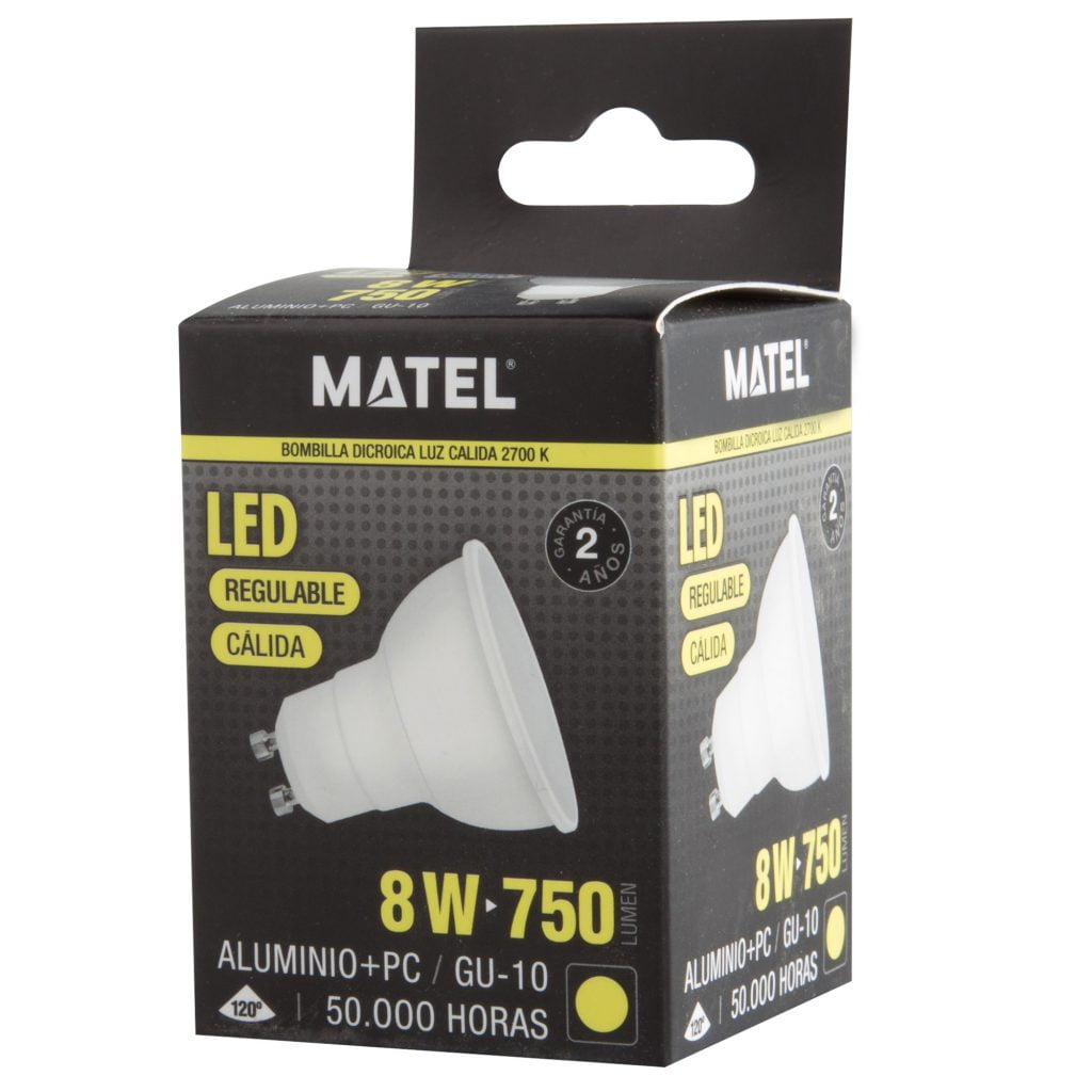 BOMBILLA LED MATEL GU10 8W CÁLIDA REGULABLE - Imagen 2