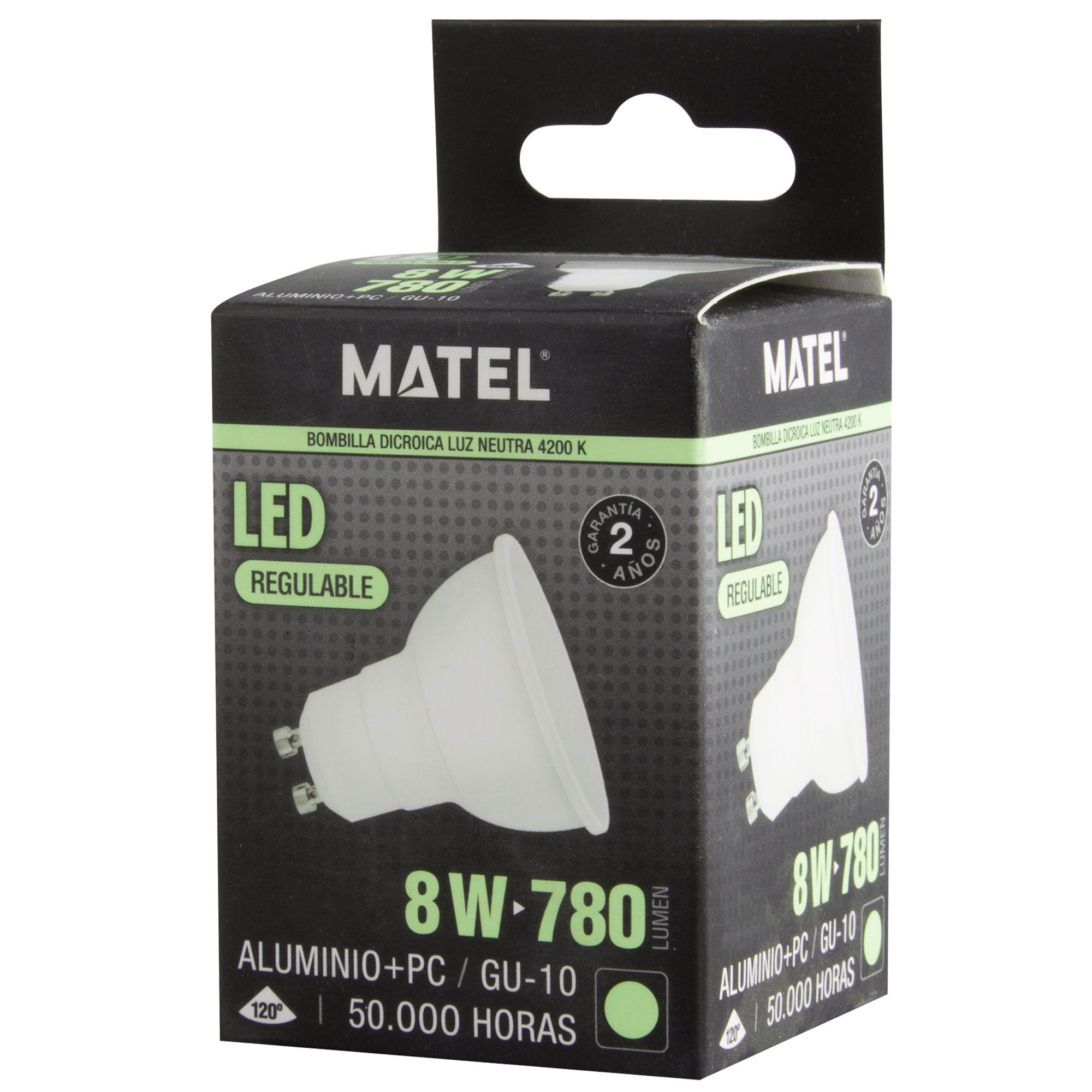 BOMBILLA LED MATEL GU10 8W NEUTRA REGULABLE - Imagen 2