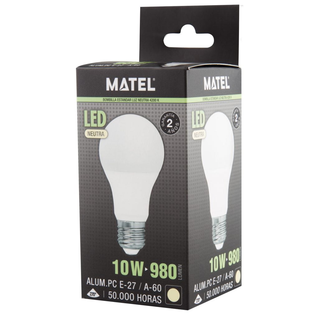 BOMBILLA LED MATEL ESTÁNDAR E27 10W NEUTRA - Imagen 2