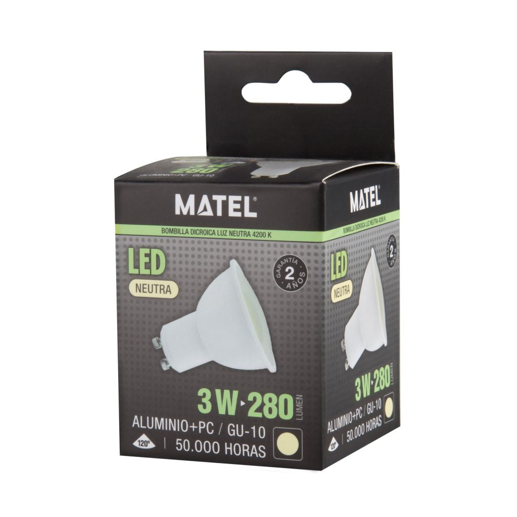 BOMBILLA LED MATEL DICROICA GU10 3W NEUTRA - Imagen 2