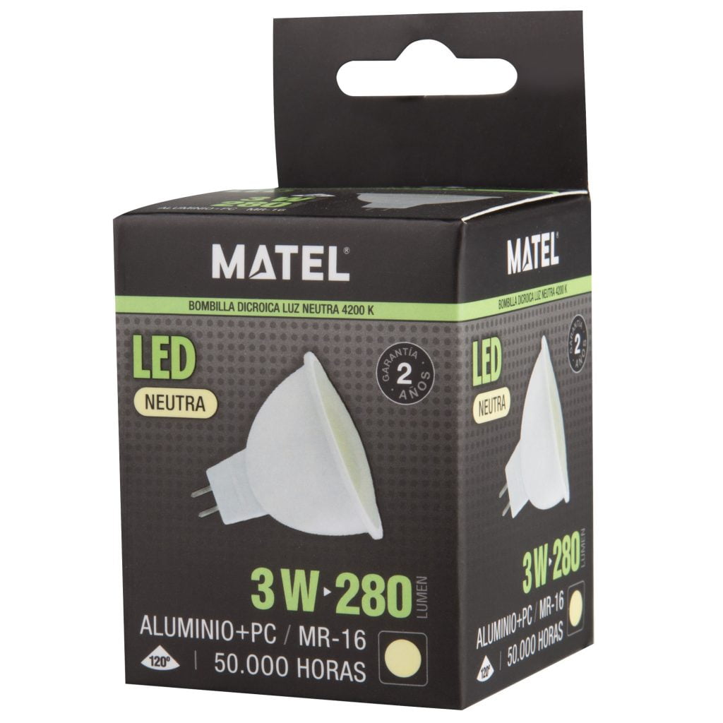 BOMBILLA LED MATEL DICROICA MR16 3W NEUTRA - Imagen 2