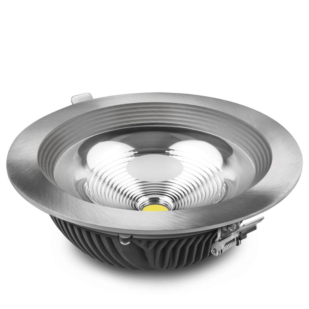DOWNLIGHT LED MATEL ALUMINIO PLATA EMPOTRAR 40W FRÍA