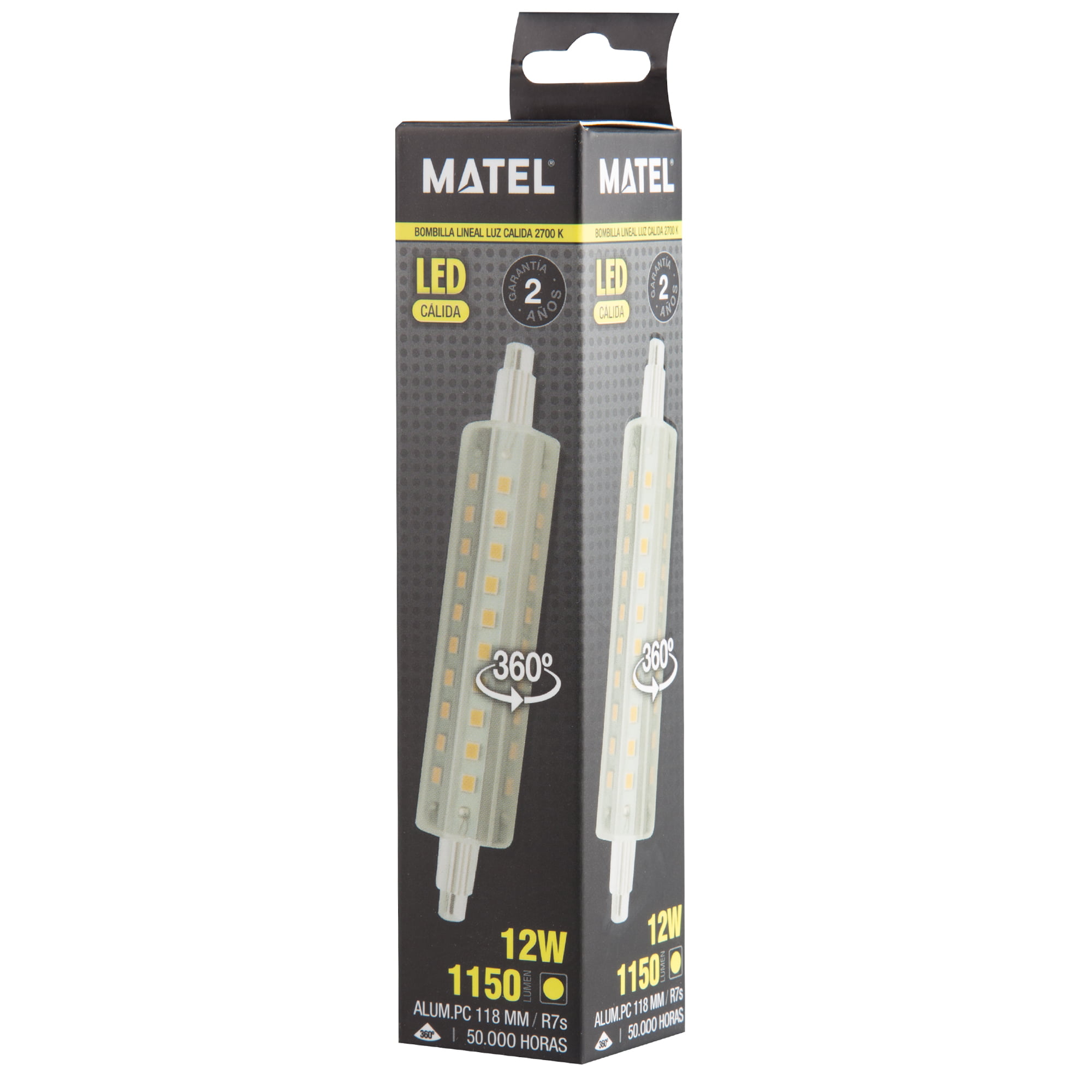 BOMBILLA LED MATEL LINEAL 118MM R7S 12W CÁLIDA - Imagen 2