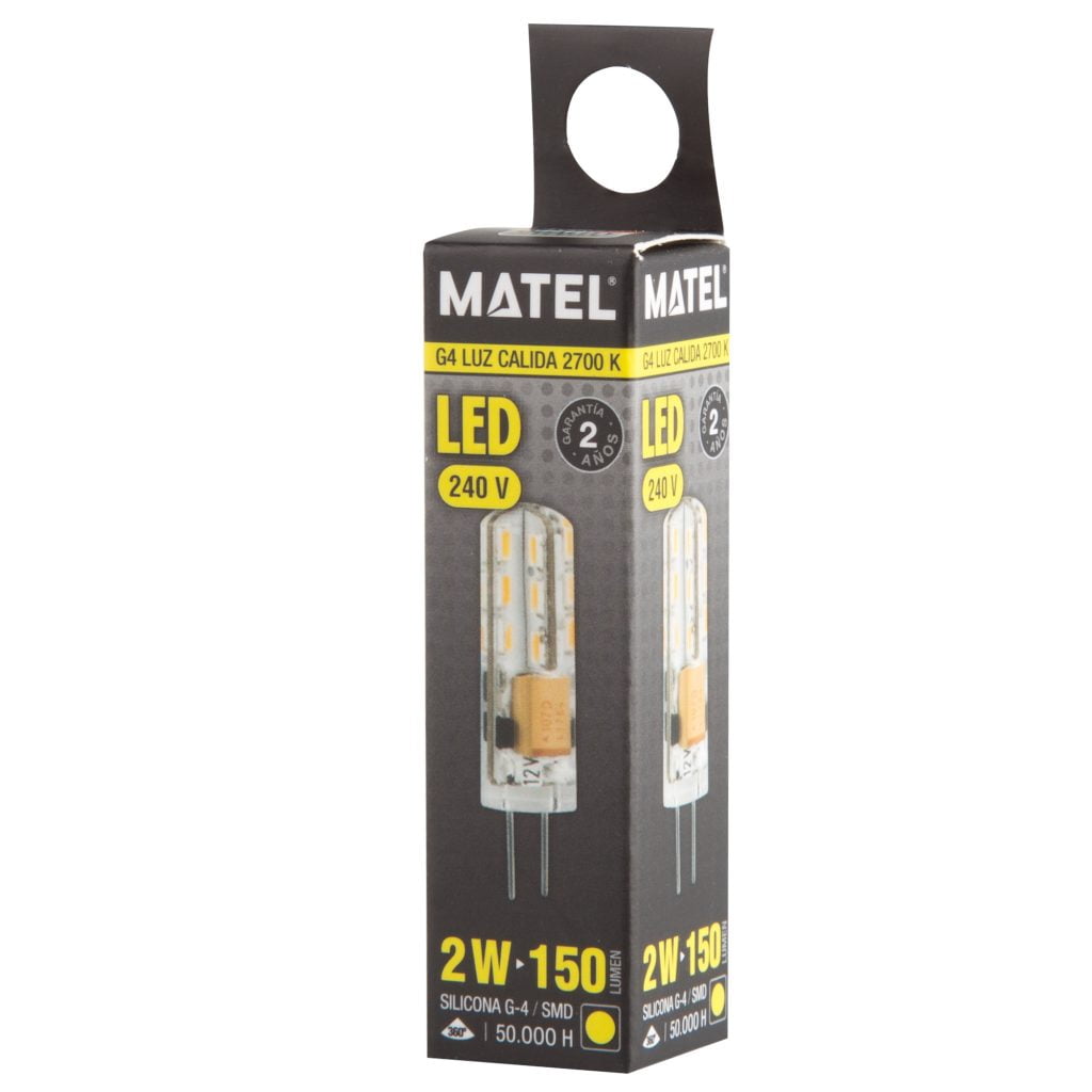 BOMBILLA LED MATEL G4 SILICONA 230V 2W CÁLIDA - Imagen 2