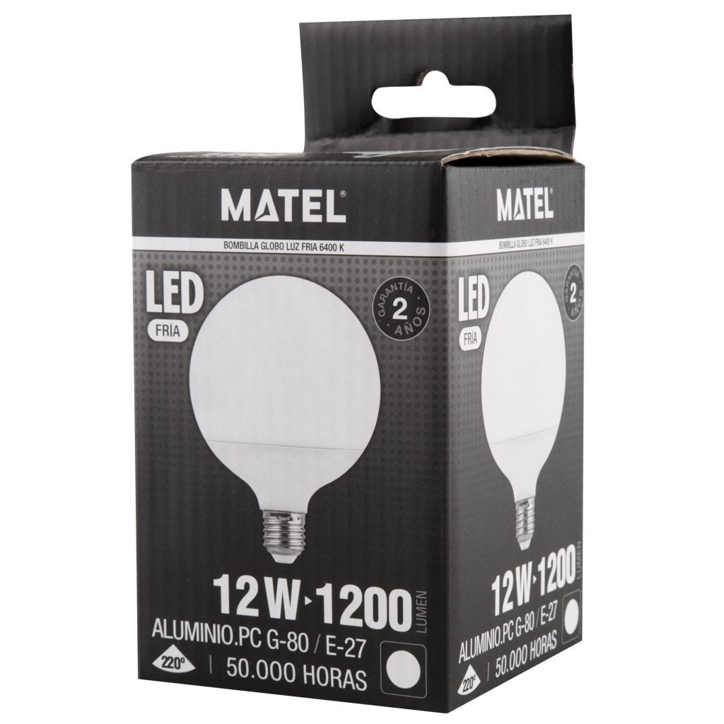 BOMBILLA LED MATEL GLOBO E27 G80 12W FRÍA - Imagen 2