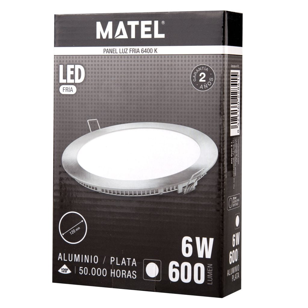 DOWNLIGHT LED MATEL REDONDO PLATA 6W FRÍA - Imagen 2