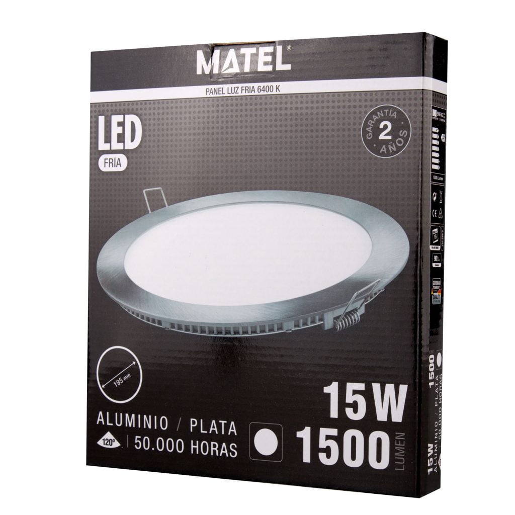 DOWNLIGHT LED MATEL REDONDO PLATA 15W FRÍA - Imagen 2