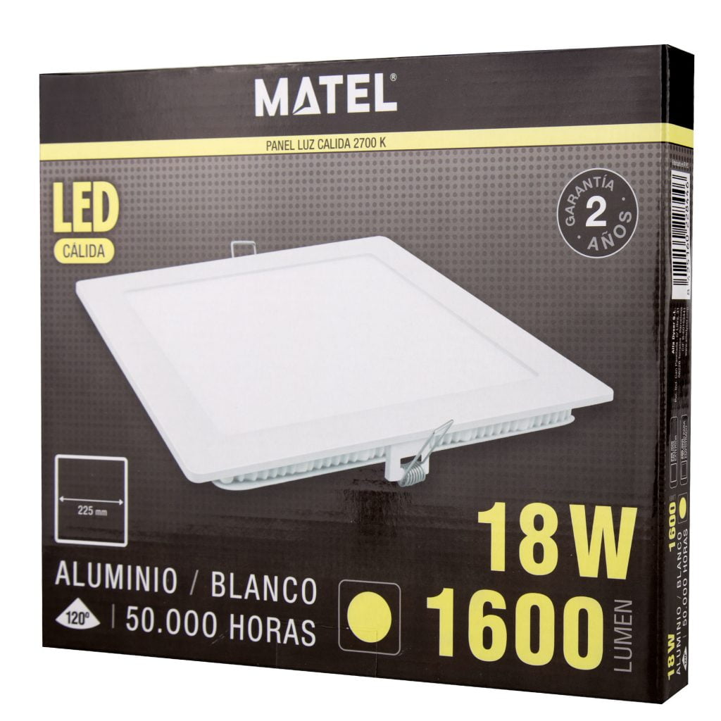 DOWNLIGHT LED MATEL CUADRADO BLANCO 18W CÁLIDA - Imagen 2