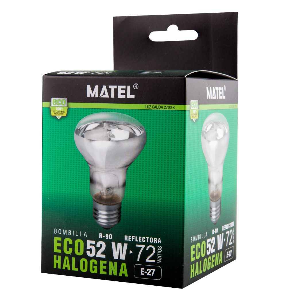 BOMBILLA ECO HALÓGENA MATEL REFLECTORA R90 E27 52W en caja