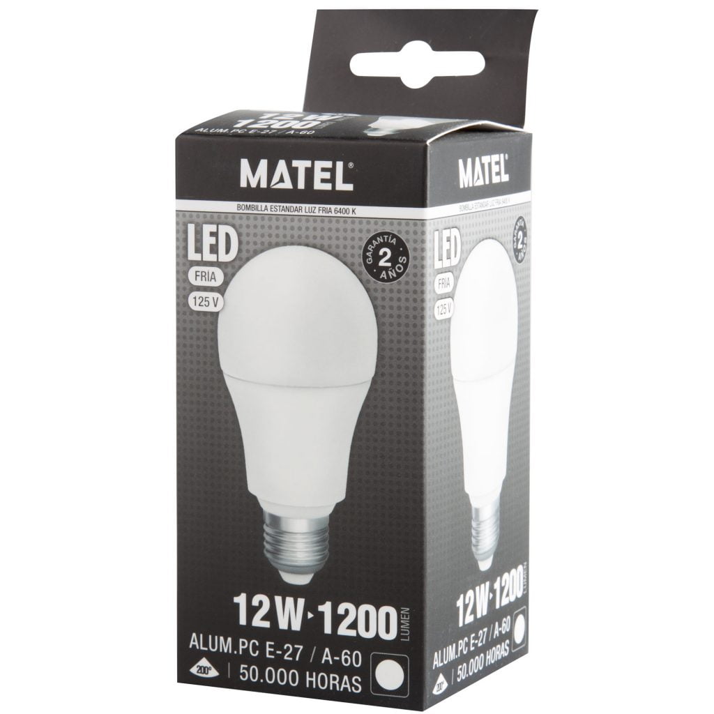 BOMBILLA LED MATEL ESTÁNDAR E27 12W 125V FRÍA - Imagen 2