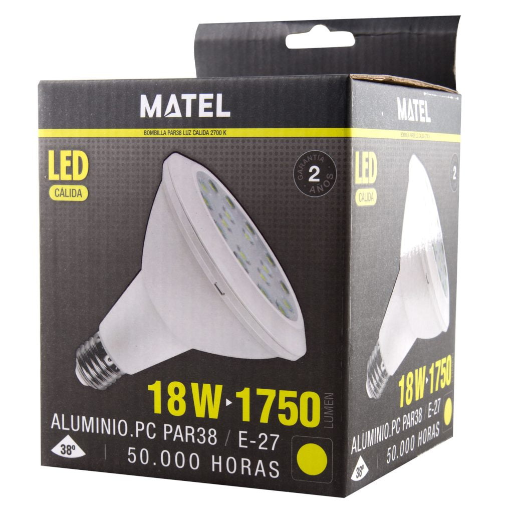 BOMBILLA LED MATEL PAR38 E27 18W CÁLIDA - Imagen 2