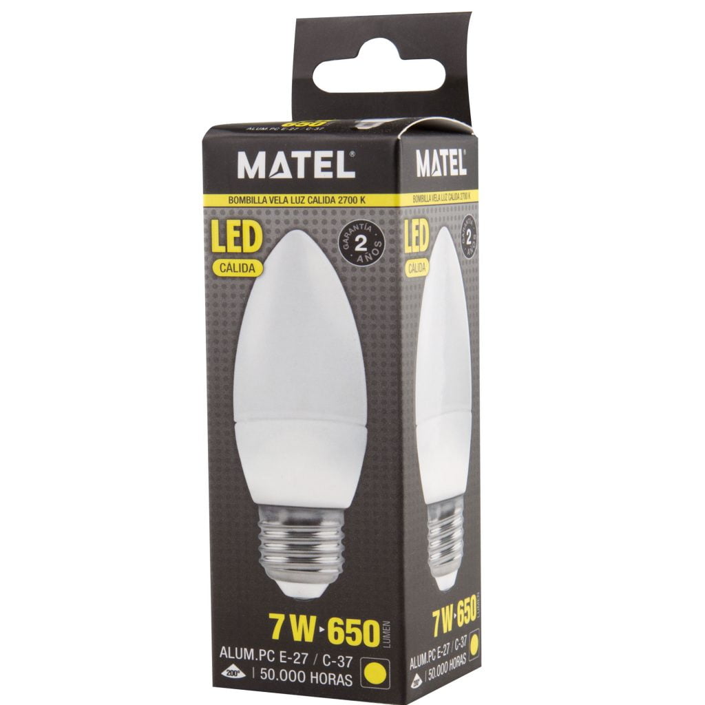 BOMBILLA LED MATEL VELA E27 7W CÁLIDA - Imagen 2