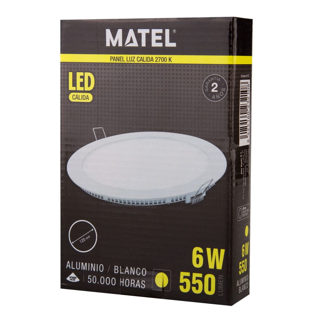 DOWNLIGHT LED MATEL REDONDO BLANCO 6W CÁLIDA - Imagen 2