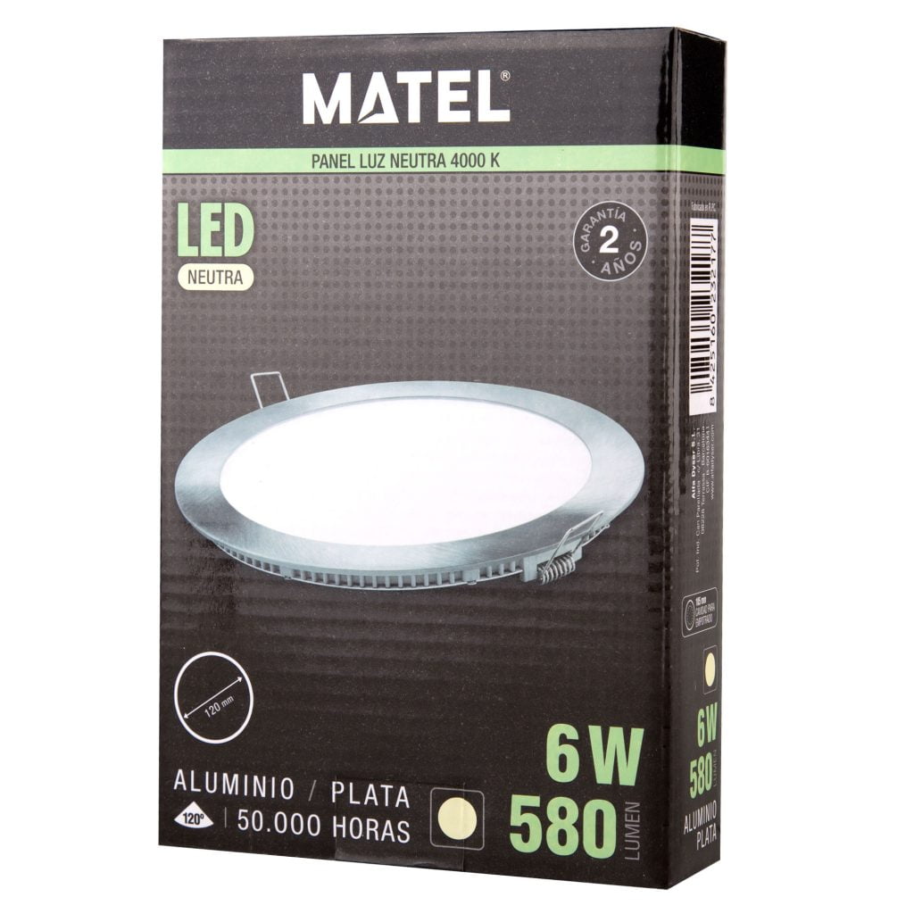 DOWNLIGHT LED MATEL REDONDO PLATA 6W NEUTRA - Imagen 2