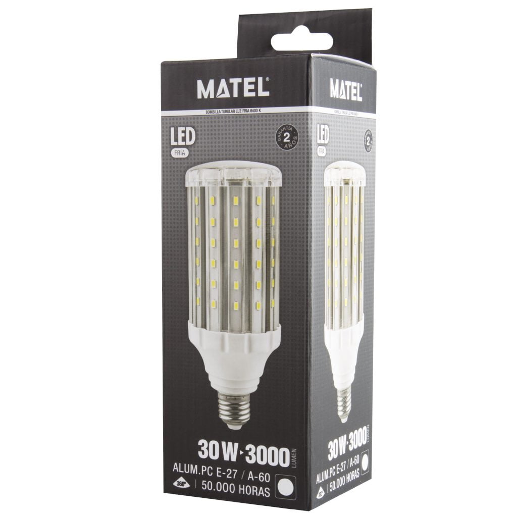 BOMBILLA LED MATEL TUBULAR E27 30W FRÍA - Imagen 2