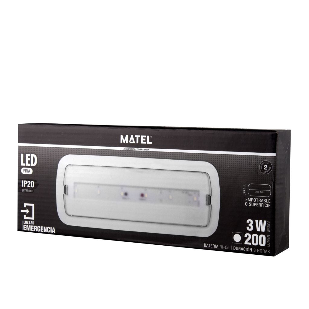 LUZ EMERGENCIA LED MATEL 3W 200LM 24CM - Imagen 2
